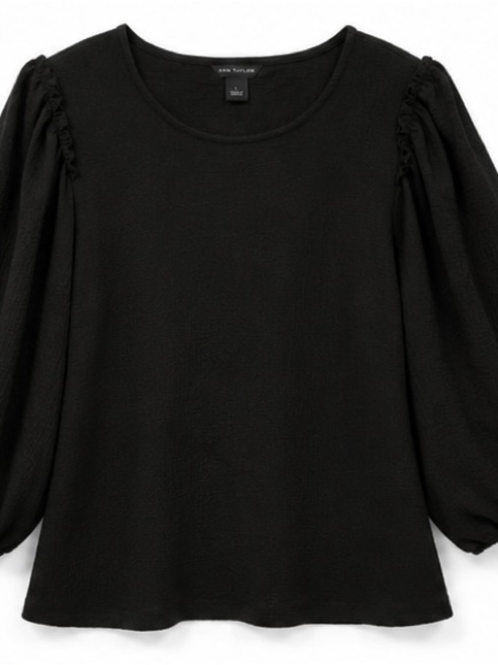 Ann Taylor Black Puff-Sleeve Blouse